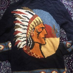 Heavy Knit Cardigan with Native American Print!